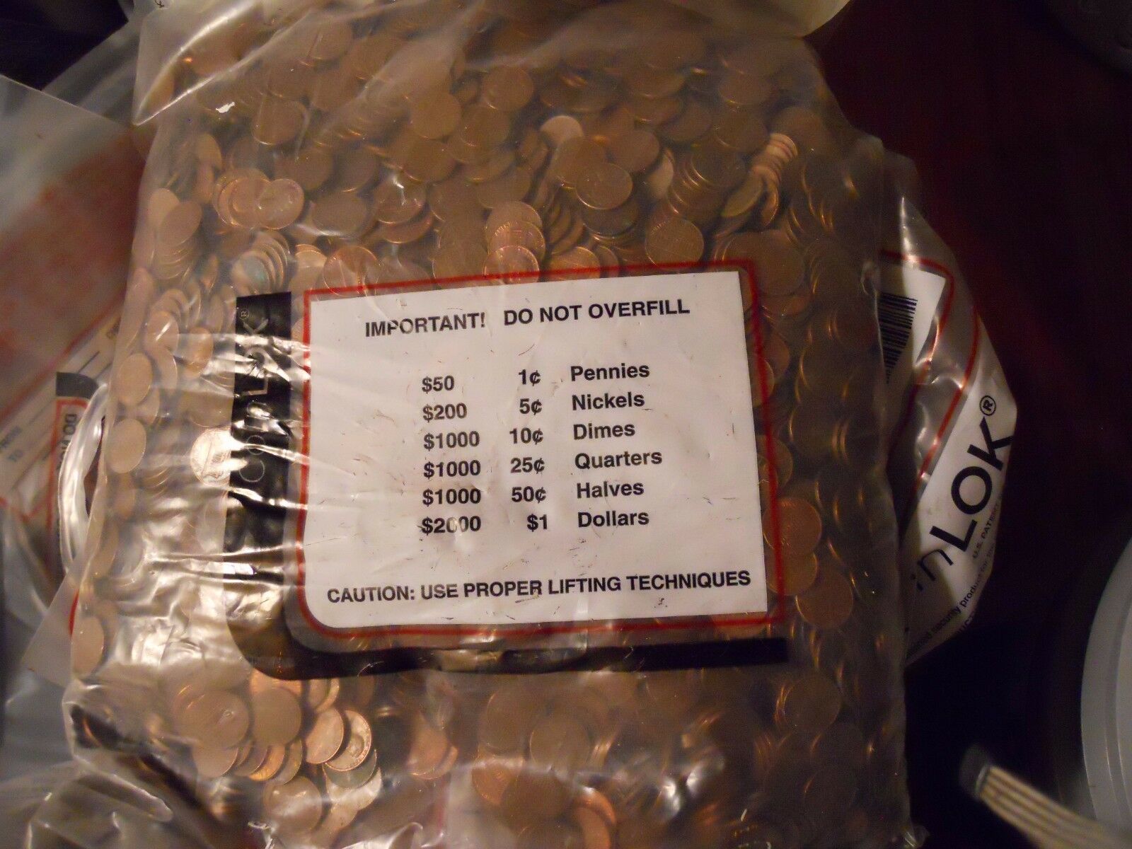 Completely Unsearched Sealed Bank Bag ($50 Fv) Us Copper Pennies Pre 1982 34 Lbs